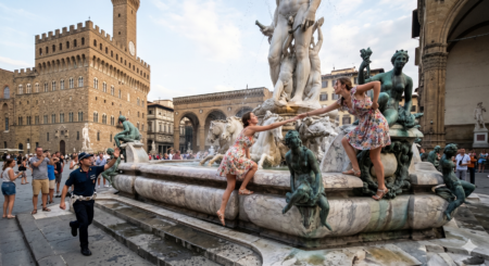 Historic Florence Fountain Damaged By Tourist’s Pre-Wedding Challenge To ‘Touch Private Parts’