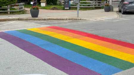 Bangor Public Works Paints Pride Crosswalk Using City Resources