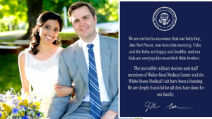 Vice President JD Vance and Second Lady Usha Vance Welcome Fourth Child