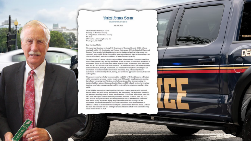 39 Democratic Senators, Angus King Demand Answers From DHS After Fatal ICE Shootings in Maine, Texas