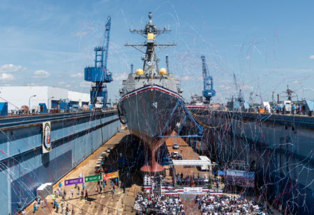Bath Iron Works Christens Future USS William Charette, Honoring Korean War Medal of Honor Recipient